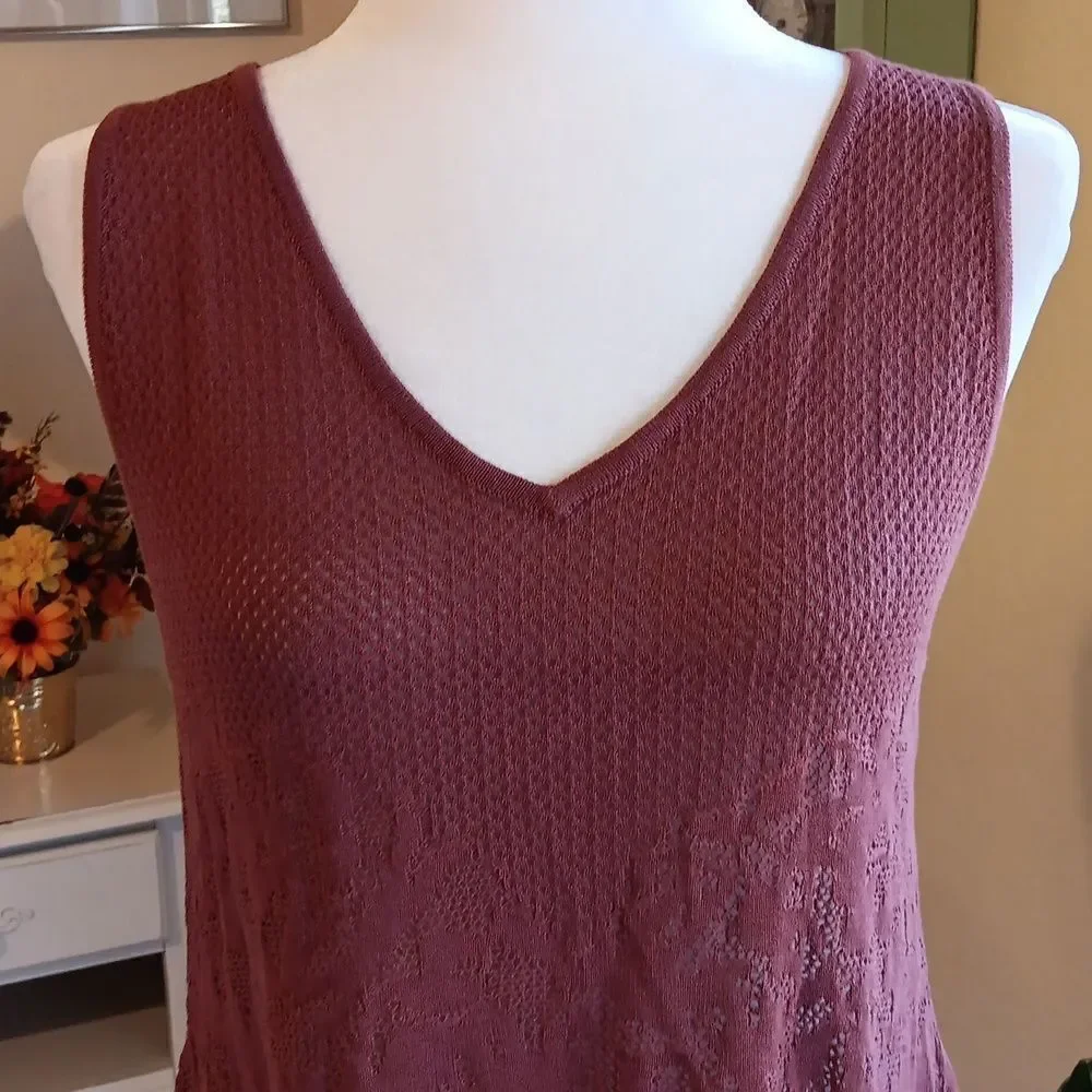 Peruvian Connection Sedona Red LA Jolla Tunic . Boho . Soft Girl.  Coastal - Picture 2 of 12